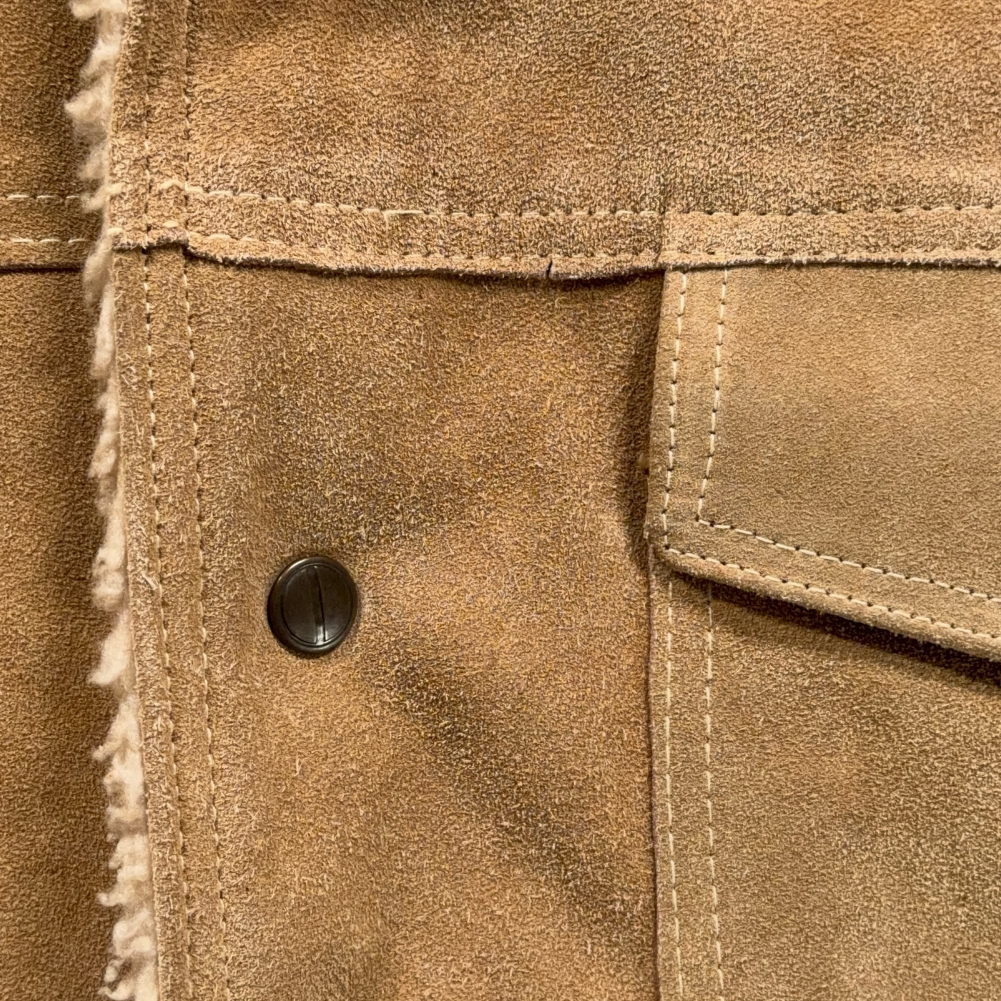 Vintage Rancher Jacket Adult MEDIUM Brown Suede Leather Sherpa Coat USA 70s-12 Vintage Rancher Jacket Adult MEDIUM Brown Suede Leather Sherpa Coat USA 70s