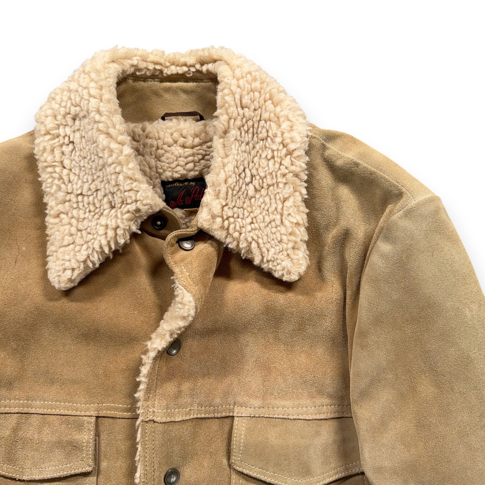 Vintage Rancher Jacket Adult MEDIUM Brown Suede Leather Sherpa Coat USA 70s-2 Vintage Rancher Jacket Adult MEDIUM Brown Suede Leather Sherpa Coat USA 70s