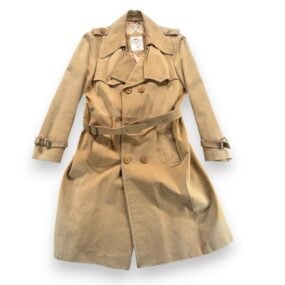 Vintage Suede Trench Coat Mens 42 Brown Leather Double Breasted Belt Bazil 70s