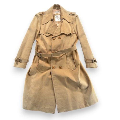 Vintage Suede Trench Coat Mens 42 Brown Leather Double Breasted Belt Bazil 70s