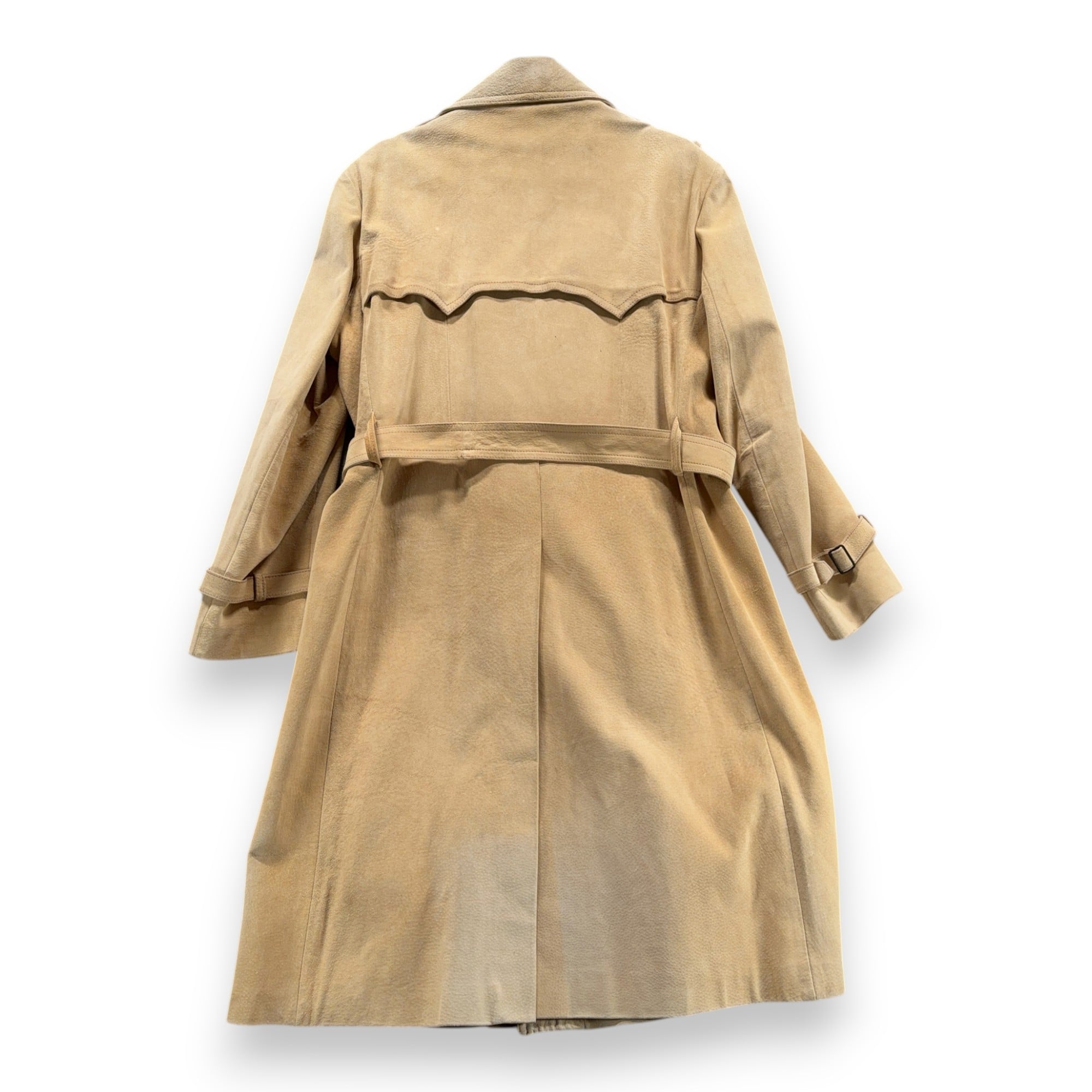 Vintage Suede Trench Coat Mens 42 Brown Leather Double Breasted Belt Bazil 70s-3 Vintage Suede Trench Coat Mens 42 Brown Leather Double Breasted Belt Bazil 70s