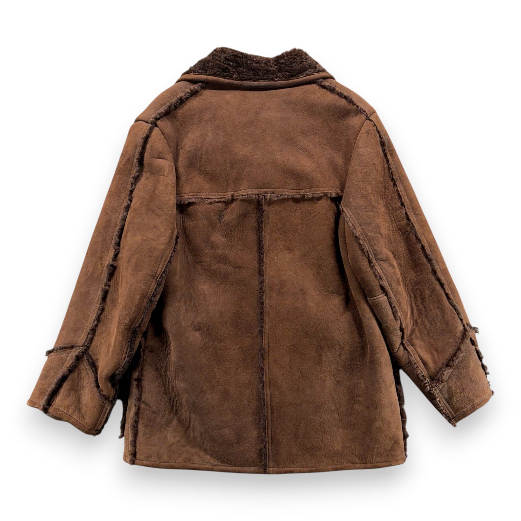 Vintage Rancher Jacket Adult LARGE Brown Leather Shearling Wool Lined Coat 70s-3 Vintage Rancher Jacket Adult LARGE Brown Leather Shearling Wool Lined Coat 70s