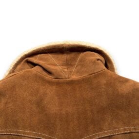 Vintage Montgomery Ward Jacket Adult LARGE Brown Leather Sherpa Rancher Coat 70s
