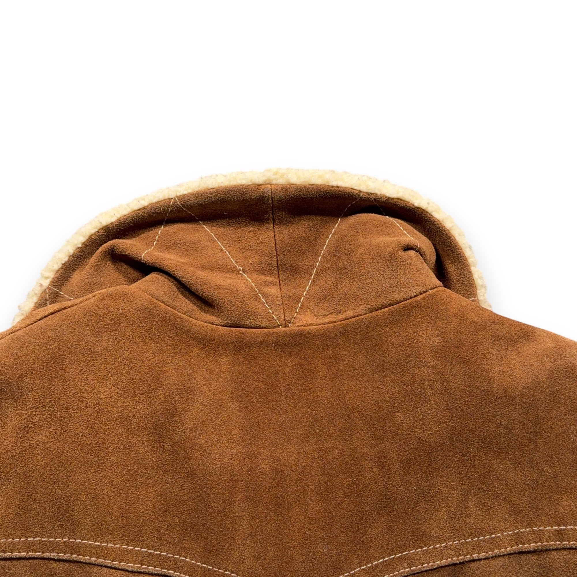 Vintage Montgomery Ward Jacket Adult LARGE Brown Leather Sherpa Rancher Coat 70s-4 Vintage Montgomery Ward Jacket Adult LARGE Brown Leather Sherpa Rancher Coat 70s