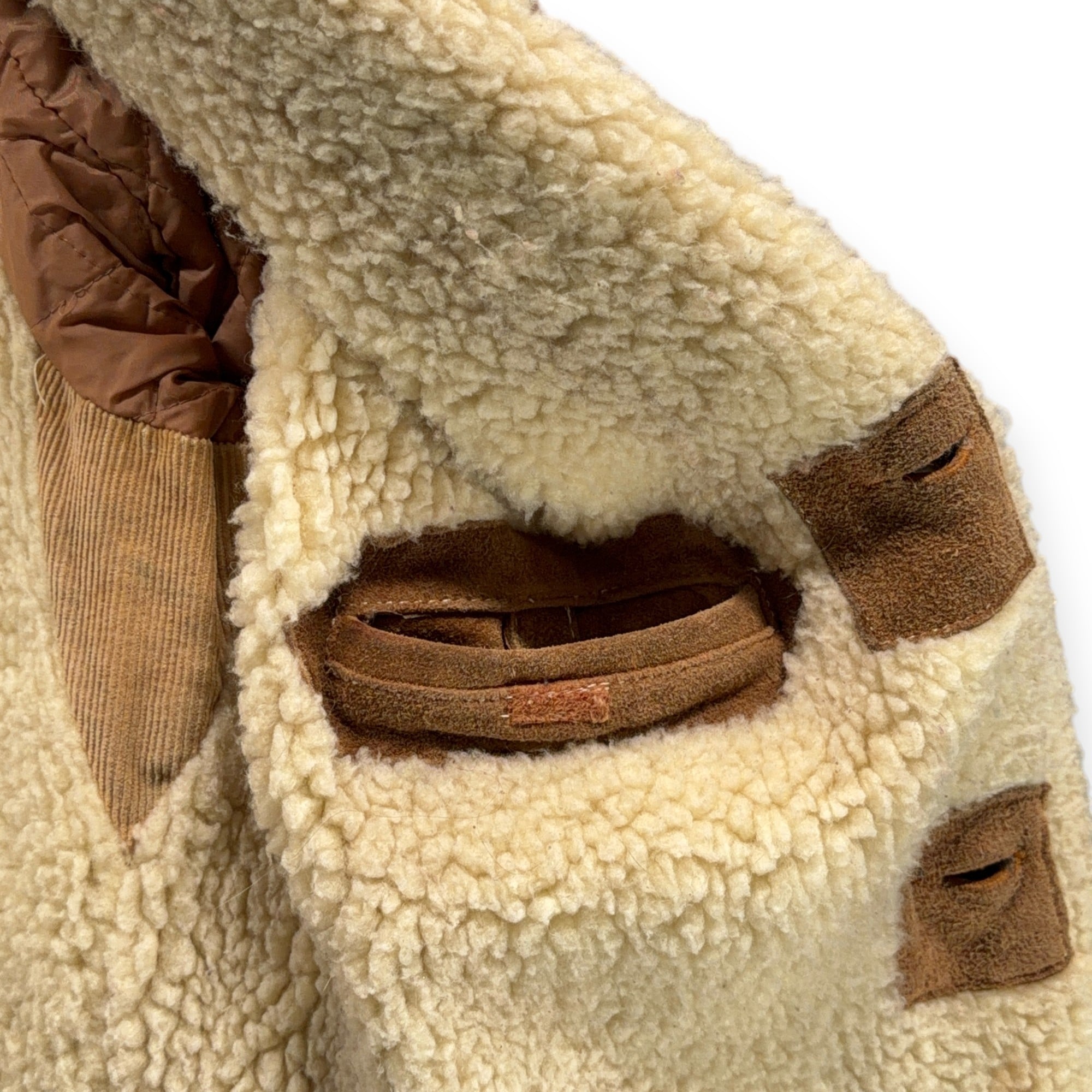 Vintage Montgomery Ward Jacket Adult LARGE Brown Leather Sherpa Rancher Coat 70s-6 Vintage Montgomery Ward Jacket Adult LARGE Brown Leather Sherpa Rancher Coat 70s