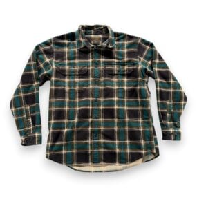 Filson Shirt Adult LARGE Black Green Plaid Field Flannel Button Up Outdoor