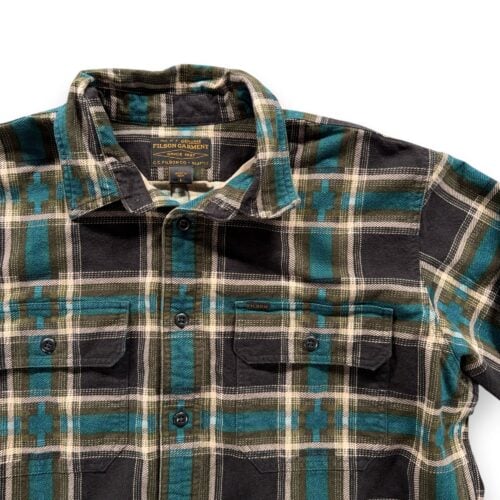 Filson Shirt Adult LARGE Black Green Plaid Field Flannel Button Up Outdoor-2 Filson Shirt Adult LARGE Black Green Plaid Field Flannel Button Up Outdoor