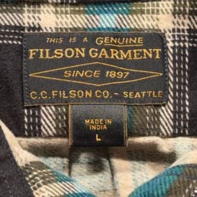 Filson Shirt Adult LARGE Black Green Plaid Field Flannel Button Up Outdoor