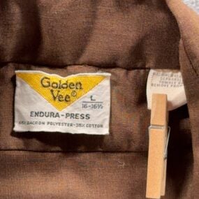 Vintage Golden Vee Shirt Adult LARGE Brown Dagger Collar Disco Polyester 70s