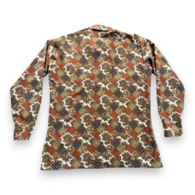 Vintage Jaymar Shirt Adult LARGE Orange Paisley Patchwork Disco Polyester 70s