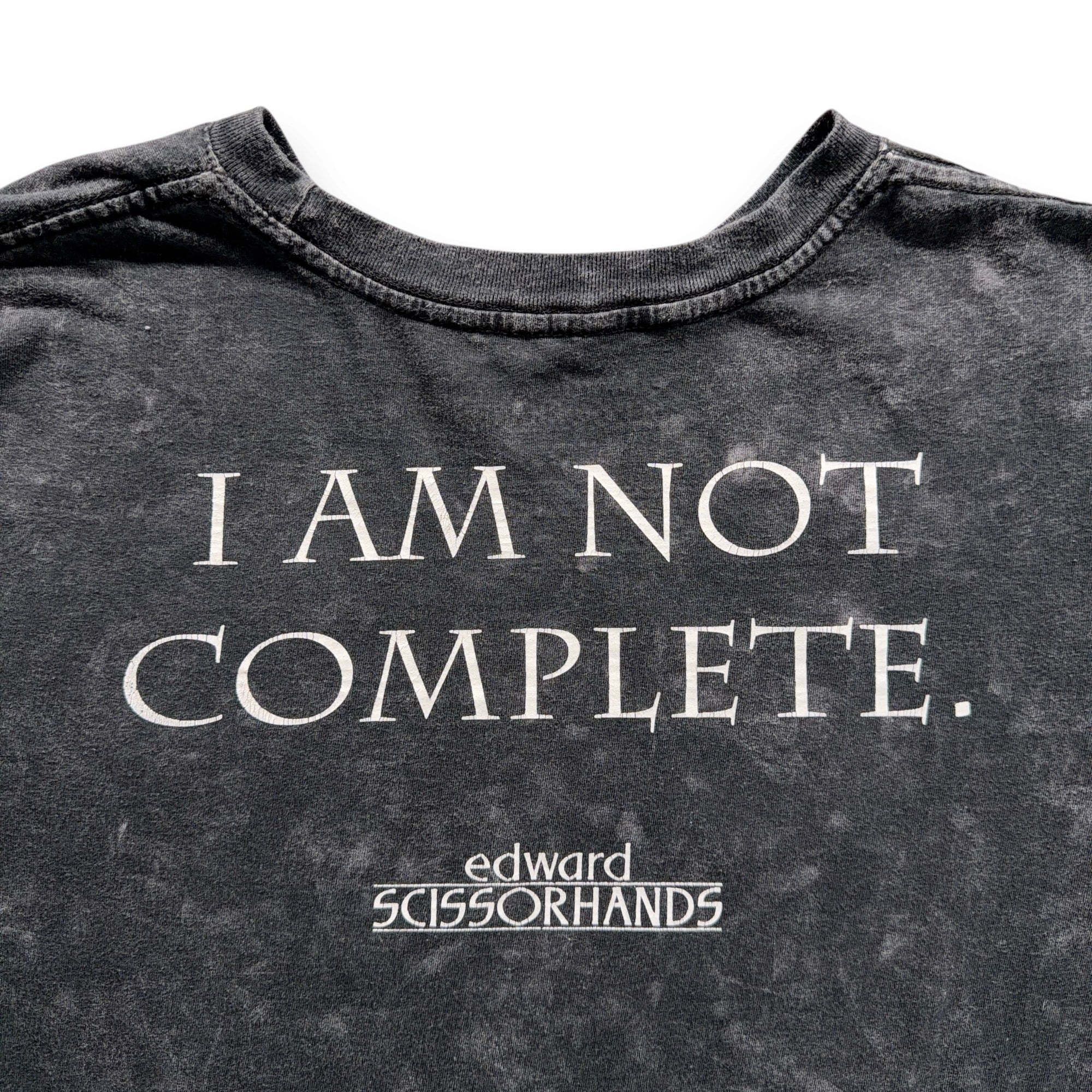 Edward Scissorhands Shirt Adult LARGE Black Acid Wash Movie Poster Burton Goth-4 Edward Scissorhands Shirt Adult LARGE Black Acid Wash Movie Poster Burton Goth