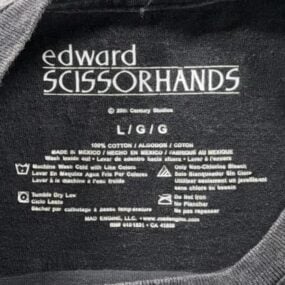 Edward Scissorhands Shirt Adult LARGE Black Acid Wash Movie Poster Burton Goth