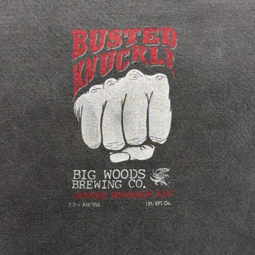 Big Woods Brewing Shirt Adult LARGE Gray Busted Knuckle Ale Beer Indiana-2 Big Woods Brewing Shirt Adult LARGE Gray Busted Knuckle Ale Beer Indiana