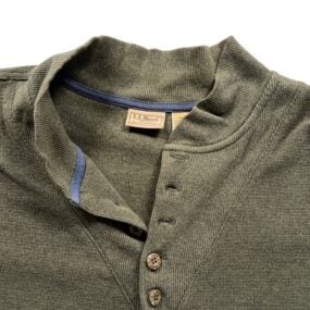 Vintage LL Bean Sweater Adult MEDIUM Green Henley Mock Neck Knit Military Y2K