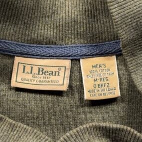 Vintage LL Bean Sweater Adult MEDIUM Green Henley Mock Neck Knit Military Y2K