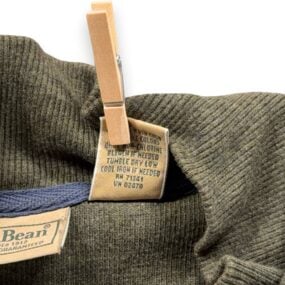 Vintage LL Bean Sweater Adult MEDIUM Green Henley Mock Neck Knit Military Y2K