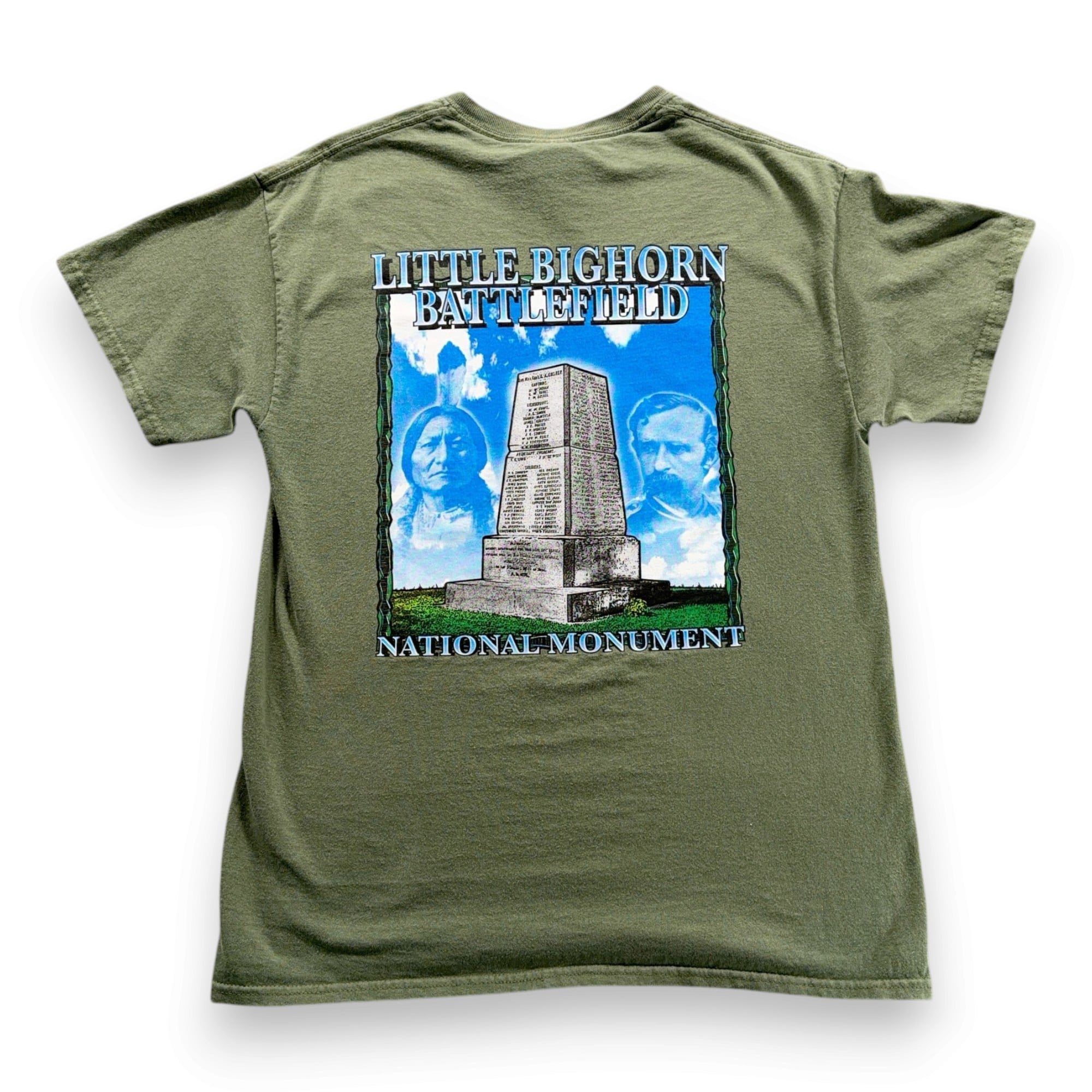 Little Bighorn Battlefield Shirt Adult MEDIUM Green National Monument US History-1 Little Bighorn Battlefield Shirt Adult MEDIUM Green National Monument US History
