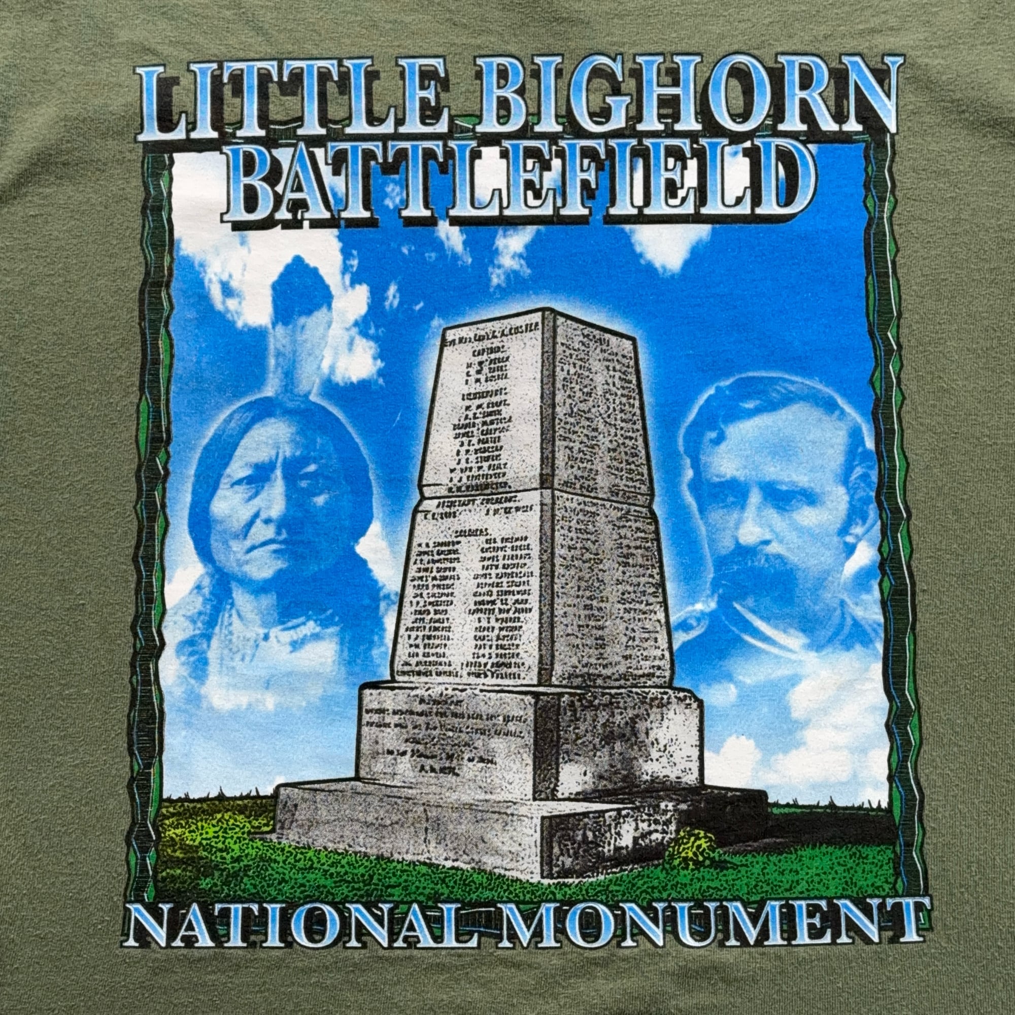 Little Bighorn Battlefield Shirt Adult MEDIUM Green National Monument US History-2 Little Bighorn Battlefield Shirt Adult MEDIUM Green National Monument US History