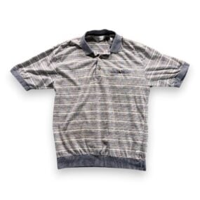 Vintage Palmland Polo Shirt Adult MEDIUM Blue Abstract Striped Banded 90s