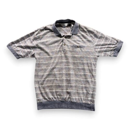 Vintage Palmland Polo Shirt Adult MEDIUM Blue Abstract Striped Banded 90s