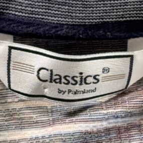 Vintage Palmland Polo Shirt Adult MEDIUM Blue Abstract Striped Banded 90s