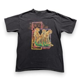 Vintage Cheetah Shirt Adult LARGE Black Single Stitch Nature Animal Wild 90s