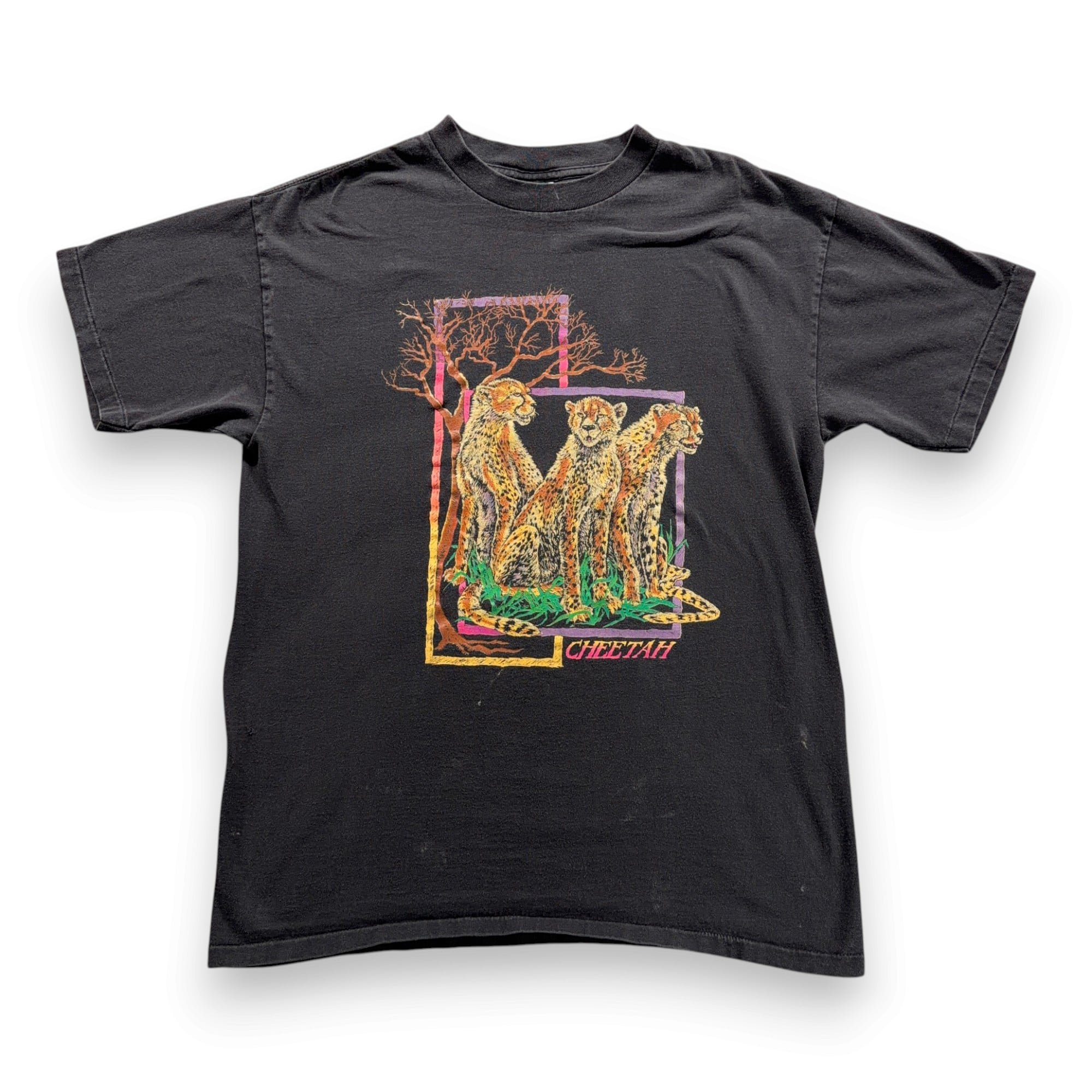 Vintage Cheetah Shirt Adult LARGE Black Single Stitch Nature Animal Wild 90s-1 Vintage Cheetah Shirt Adult LARGE Black Single Stitch Nature Animal Wild 90s