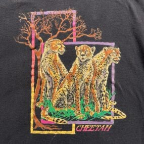 Vintage Cheetah Shirt Adult LARGE Black Single Stitch Nature Animal Wild 90s