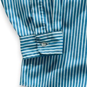 Vintage Pepsi Work Shirt Mens LARGE Blue White Striped Uniform Patches USA 90s