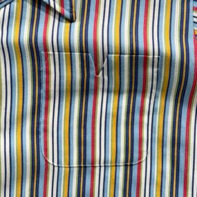 Vintage Montgomery Ward Shirt Adult MEDIUM Blue Striped Snake Eyes Disco 70s