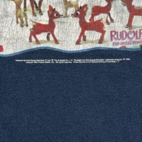Vintage Rudolph Shirt Adult EXTRA LARGE Blue Red Nosed Reindeer Games 90s