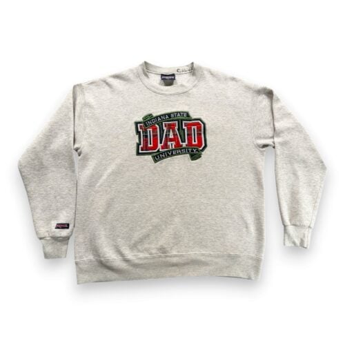 Vintage Indiana State Sweater Adult LARGE Gray Sweatshirt University Dad USA 90s