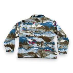 Vintage Northern Reflections Jacket Womens MEDIUM Blue Fleece Nature Allover 90s