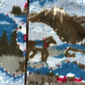Vintage Northern Reflections Jacket Womens MEDIUM Blue Fleece Nature Allover 90s
