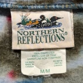 Vintage Northern Reflections Jacket Womens MEDIUM Blue Fleece Nature Allover 90s