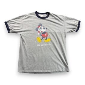 Vintage Mickey Mouse Shirt Adult 2XL XXL Gray Ringer Santa Disney Christmas Y2
