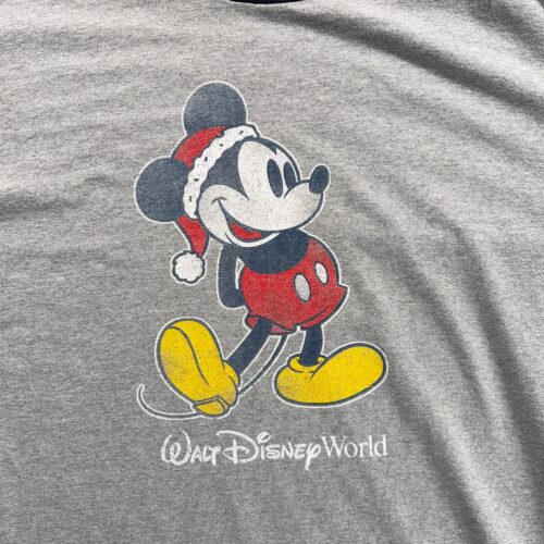 Vintage Mickey Mouse Shirt Adult 2XL XXL Gray Ringer Santa Disney Christmas Y2-2 Vintage Mickey Mouse Shirt Adult 2XL XXL Gray Ringer Santa Disney Christmas Y2
