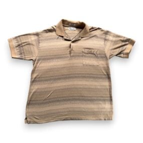 Vintage Palmland Club Polo Shirt Adult LARGE Brown Abstract Striped Golf 90s