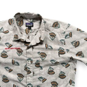 Patagonia Shirt Adult MEDIUM White Floral Button Up New Belgium Brewing Organic