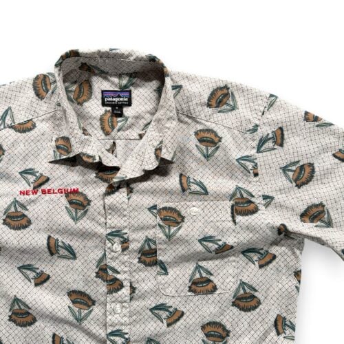 Patagonia Shirt Adult MEDIUM White Floral Button Up New Belgium Brewing Organic-2 Patagonia Shirt Adult MEDIUM White Floral Button Up New Belgium Brewing Organic