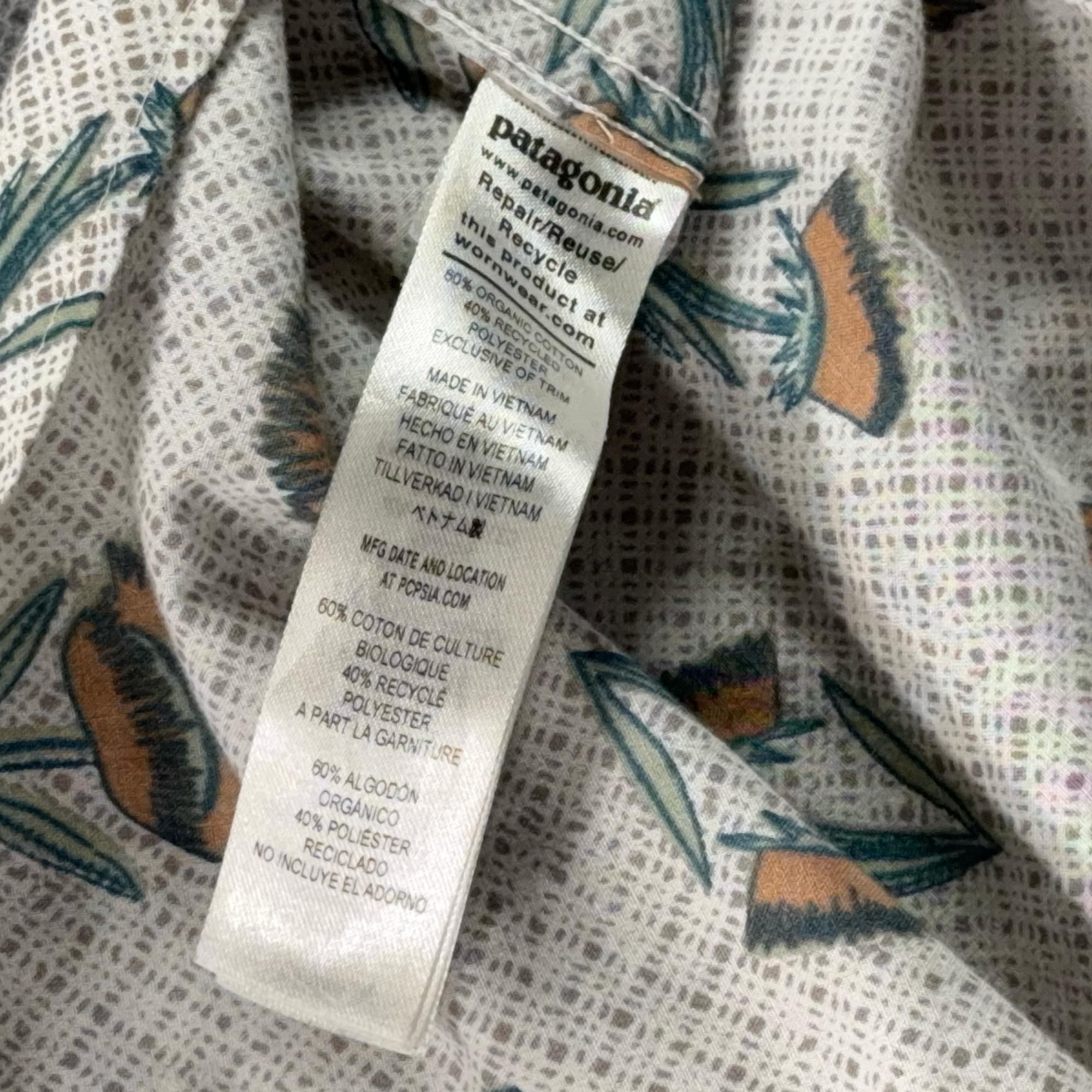 Patagonia Shirt Adult MEDIUM White Floral Button Up New Belgium Brewing Organic-5 Patagonia Shirt Adult MEDIUM White Floral Button Up New Belgium Brewing Organic