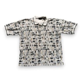 Vintage Greg Norman Polo Shirt Adult LARGE White Abstract Art Print Golf 90s