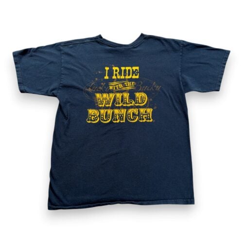 Vintage Lucky Bucky Shirt Adult MEDIUM Blue I Ride With The Wild Bunch Horse Y2K