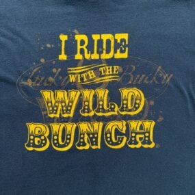 Vintage Lucky Bucky Shirt Adult MEDIUM Blue I Ride With The Wild Bunch Horse Y2K