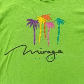 Vintage Mirage Casino Shirt Adult LARGE Green Las Vegas Palm Trees Glitter 90s