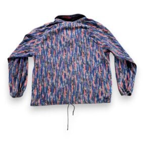 Vintage Rad Baggs Jacket Adult LARGE Blue Pink Gray Abstract Surfer Zip USA 80s