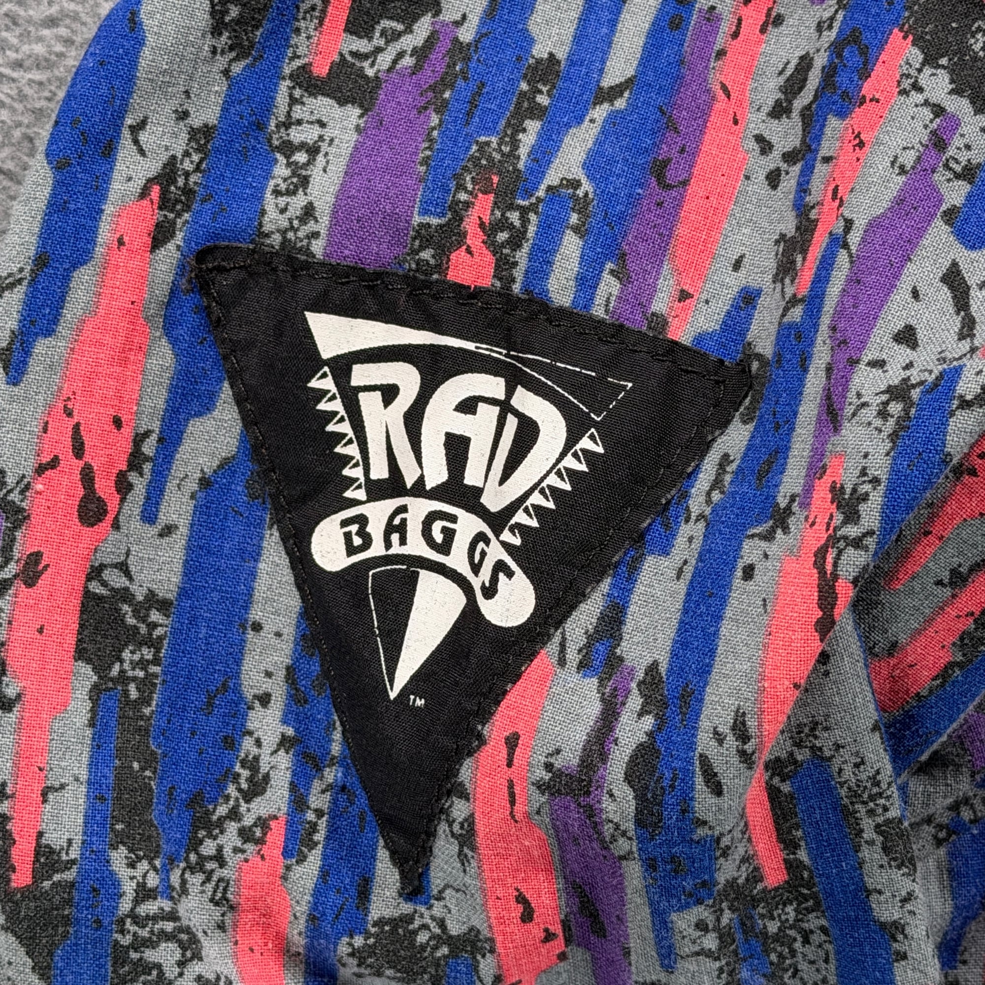 Vintage Rad Baggs Jacket Adult LARGE Blue Pink Gray Abstract Surfer Zip USA 80s-4 Vintage Rad Baggs Jacket Adult LARGE Blue Pink Gray Abstract Surfer Zip USA 80s