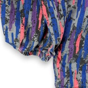 Vintage Rad Baggs Jacket Adult LARGE Blue Pink Gray Abstract Surfer Zip USA 80s