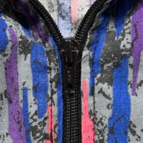 Vintage Rad Baggs Jacket Adult LARGE Blue Pink Gray Abstract Surfer Zip USA 80s