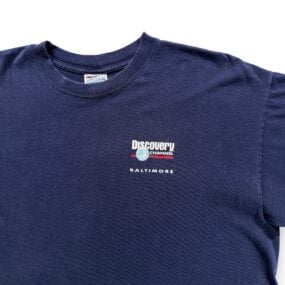 Vintage Discovery Channel Shirt Adult EXTRA LARGE Blue Baltimore Logo Promo Y2K